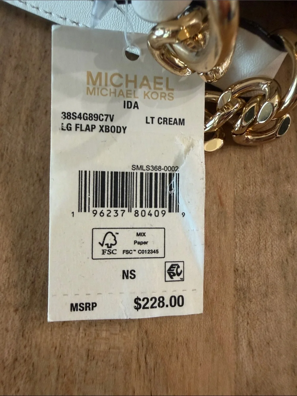 NEW Michael Kors White Pebbled Leather Crossbody Bag